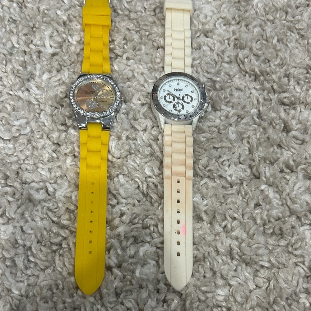 Yellow and Cream Silicone Strap Watches